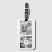 Étiquette À Bagage Photo Famille Collage tendance Noir & Blanc Initia (Devant Vertical)