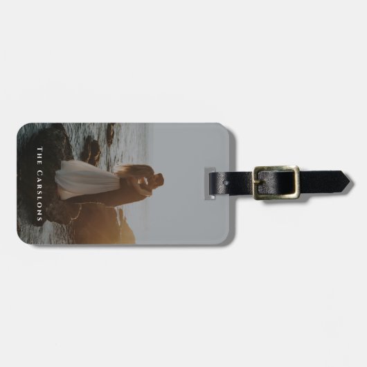 Étiquette À Bagage Photo moderne et nom (Devant horizontal)