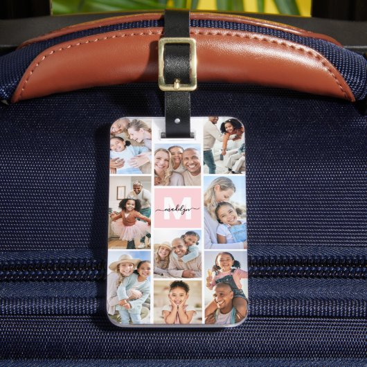 Étiquette À Bagage Photo Monogramme Rose (Insitu Rectoal 2)
