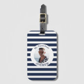 Étiquette À Bagage Photo Nautique Bleu Blancs (Devant Vertical)