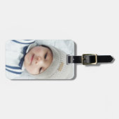 Étiquette À Bagage Photo personnalisée avec monogramme et nom (Devant horizontal)