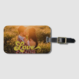 Étiquette À Bagage Photo personnalisée avec superposition d'amour en 