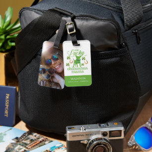 Étiquette À Bagage Photo personnalisée Chihuahua mama Fête de la St. 