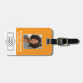 Étiquette À Bagage Photo personnalisée de l'employé, Code barre, Logo (Devant horizontal)