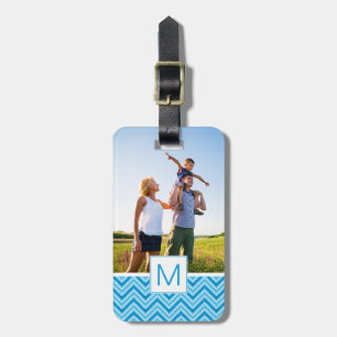 Étiquette À Bagage Photo personnalisée et monogramme Chevron Motif Ar