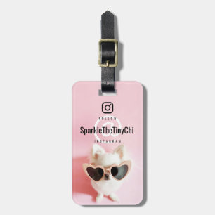 Étiquette À Bagage Photo personnalisée et texte Me suivre double face