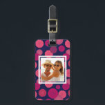 Étiquette À Bagage Photo personnalisée Fleurs rondes motif<br><div class="desc">Fleurs rondes motif sans soudure. Arrière - plan de dessin de vecteur. © et ® Bigstock® - Tous droits réservés.</div>