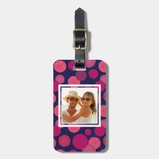 Étiquette À Bagage Photo personnalisée Fleurs rondes motif