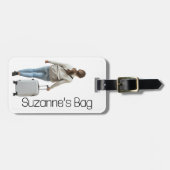 Étiquette À Bagage Photo personnalisée Monogramme Voyage Vacances (Devant horizontal)