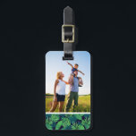 Étiquette À Bagage Photo personnalisée Motif Feuille Tropical<br><div class="desc">Plantes & Fleurs | motif tendance tropicale avec feuilles de palmiers exotiques. © et ® Bigstock® - Tous droits réservés.</div>