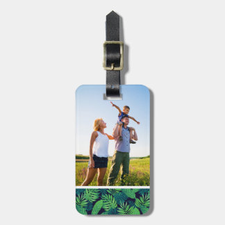 Étiquette À Bagage Photo personnalisée Motif Feuille Tropical