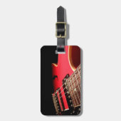 Étiquette À Bagage Photo rouge lumineuse de guitare électrique (Devant Vertical)