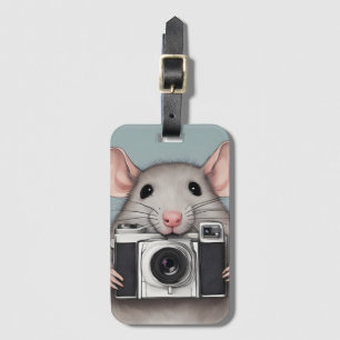 Étiquette À Bagage Photographe de Cute Rat