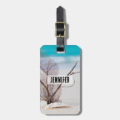 Étiquette À Bagage Photographie de Coquillages sur une plage de sable (Devant Vertical)