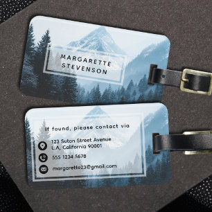Étiquette À Bagage Photographie de Montagne d'Arbres de Forêt d'Hiver