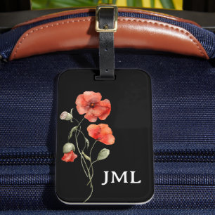 Étiquette À Bagage Photos d'aquarelle sur Monogramme noir
