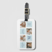 Étiquette À Bagage Photos de Collage moderne Bleu Meilleurs Pères Cad (Devant Vertical)