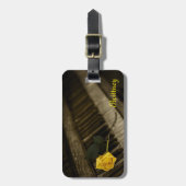 Étiquette À Bagage Piano en bois avec rose jaune (Devant Vertical)