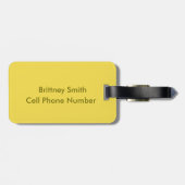 Étiquette À Bagage Piano en bois avec rose jaune (Dos horizontal)