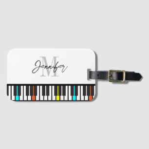 Étiquette À Bagage Piano Monogramme Nom Personnalisé