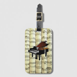 Étiquette À Bagage Piano Sur Partition Roulée ~