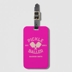 Étiquette À Bagage Pickle Baller Pickleball Collegiate Typographie