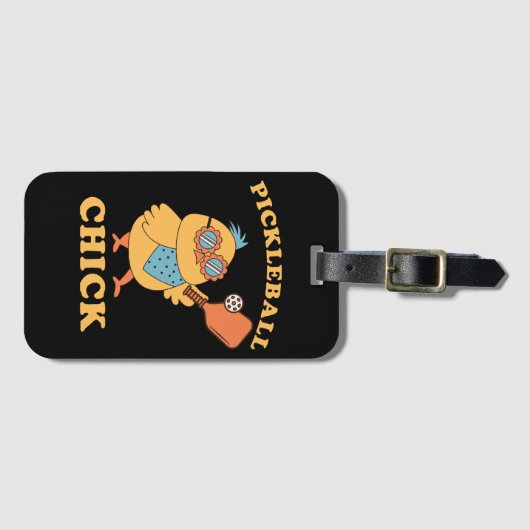 Étiquette À Bagage Pickleball Chick - rétro (Devant Horizontal)