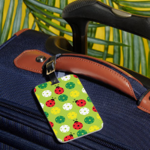 Étiquette À Bagage Pickleball ladybugs et picklaballs sur vert frais