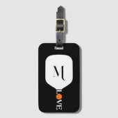 Étiquette À Bagage Pickleball Paddle Love Orange Ball Personnalisé (Devant Vertical)