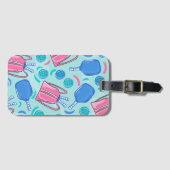 Étiquette À Bagage Pickleball Paddles et Balls Blue Preppy (Devant Horizontal)