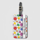 Étiquette À Bagage Pickleball personnalisable avec 🦜 perroquets, Lug (Devant Vertical)