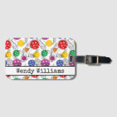 Étiquette À Bagage Pickleball personnalisable avec 🦜 perroquets, Lug (Devant Horizontal)