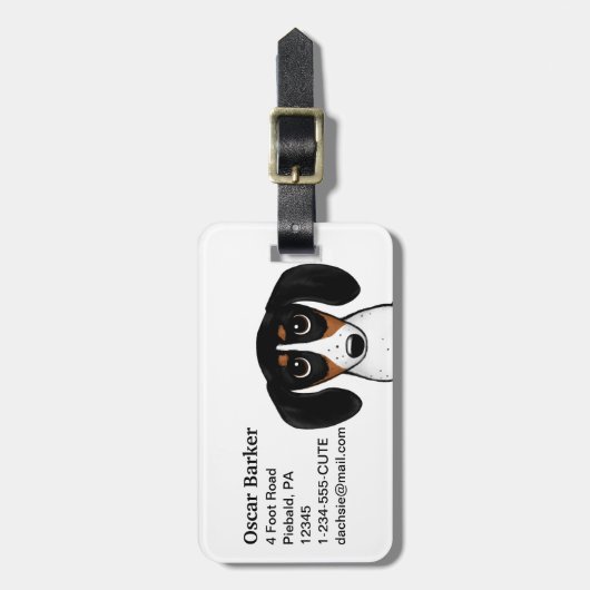 Étiquette À Bagage Piebald Dachshund mignon Chien chiot (Devant Vertical)