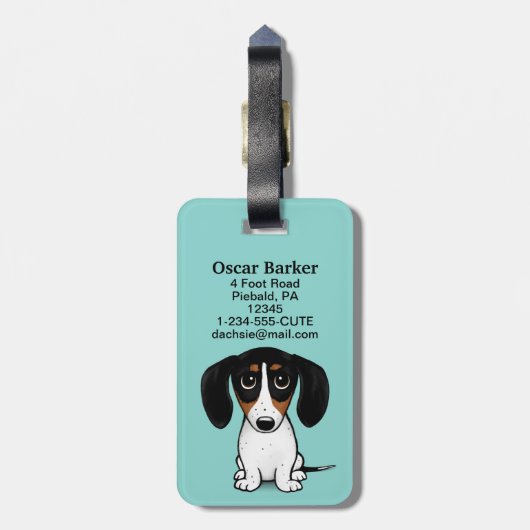Étiquette À Bagage Piebald Dachshund mignon Chien chiot (Dos Vertical)