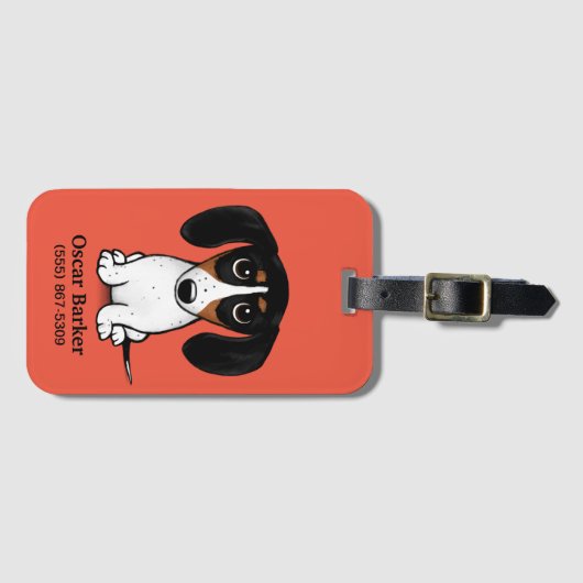 Étiquette À Bagage Piebald Dachshund mignon Chien chiot (Devant Horizontal)