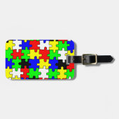 Étiquette À Bagage Pièces de puzzle lumineuses et colorées (Devant horizontal)