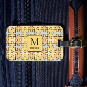 Étiquette À Bagage Pièces de puzzle Vintage moderne Monogramme