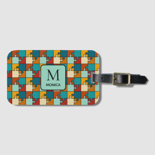 Étiquette À Bagage Pièces de puzzle vintage Monogramme