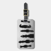 Étiquette À Bagage Pièces d'échecs sur l'échiquier en noir et blanc (Devant Vertical)