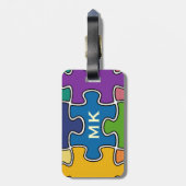 Étiquette À Bagage pièces personnalisées de puzzle couleur (Dos Vertical)