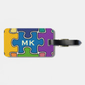 Étiquette À Bagage pièces personnalisées de puzzle couleur (Dos horizontal)