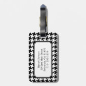 Étiquette À Bagage Pied de fond noir et blanc classique avec monogram (Dos Vertical)