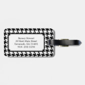 Étiquette À Bagage Pied de fond noir et blanc classique avec monogram (Dos horizontal)