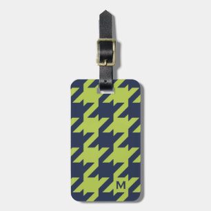 Étiquette À Bagage Pied-de-poule moderne audacieux de vert de marine