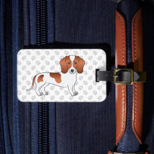 Étiquette À Bagage Pied rouge lisse Cheveux Dachshund Cartoon Chien &
