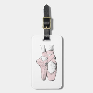 Étiquette À Bagage Pieds de Ballerine sur Pointe #1 Rose Clair