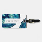 Étiquette À Bagage Pierre assez bleue et turquoise de Geode d'agate (Devant horizontal)