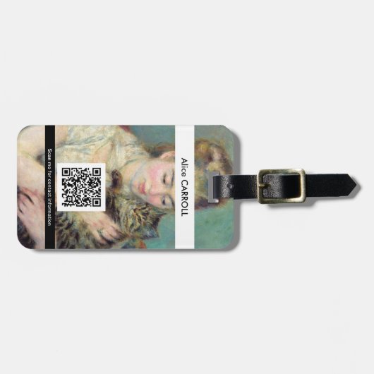 Étiquette À Bagage Pierre-Auguste Renoir - Femme avec chat - Code QR (Devant horizontal)