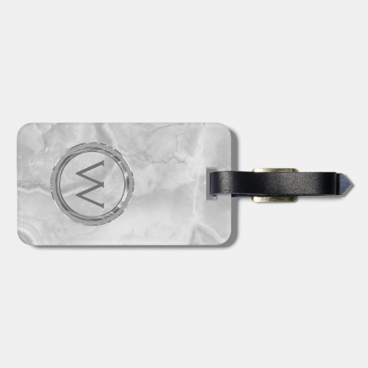 Étiquette À Bagage Pierre de granit gris clair (Dos horizontal)
