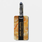 Étiquette À Bagage Pierre de marbre beige Imprimer Monogramme (Dos Vertical)